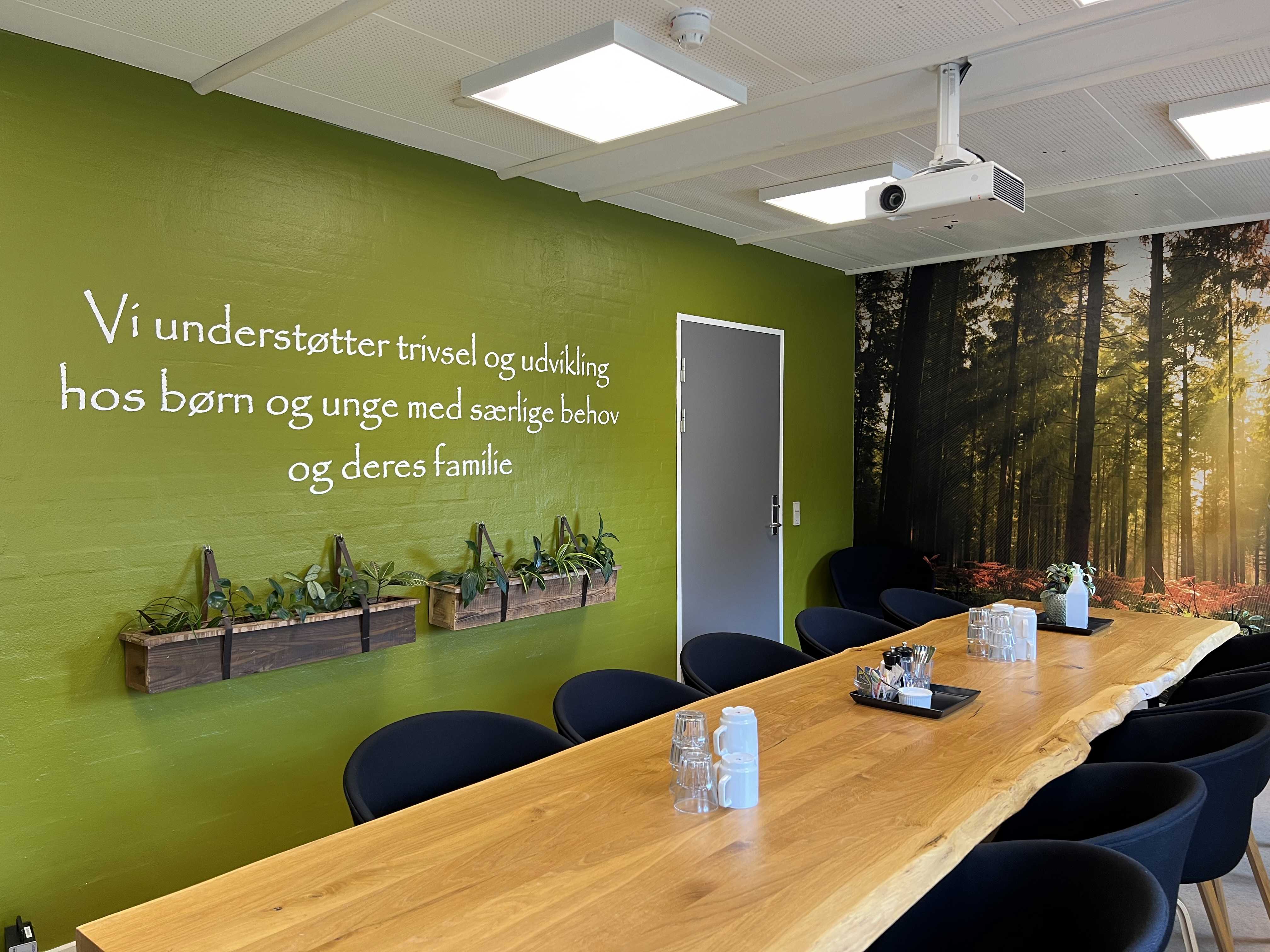 Danahus - fællesrum med langt bord og stole